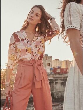 Sezane trouser in pink/coral msrp$160